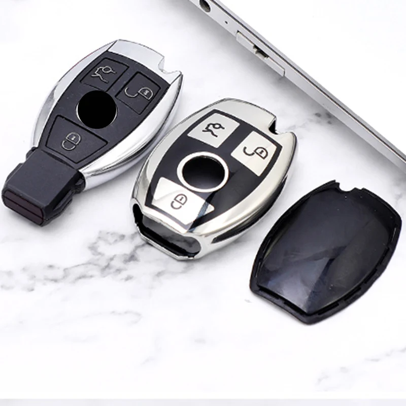TPU Chìa Khóa Xe Ô Tô Bao Vỏ Fob Móc Khóa Dành Cho Xe Mercedes Benz C E S G Class GLA CLA GLK GLC CLS W204 W463 W176 W251 W205 AMG