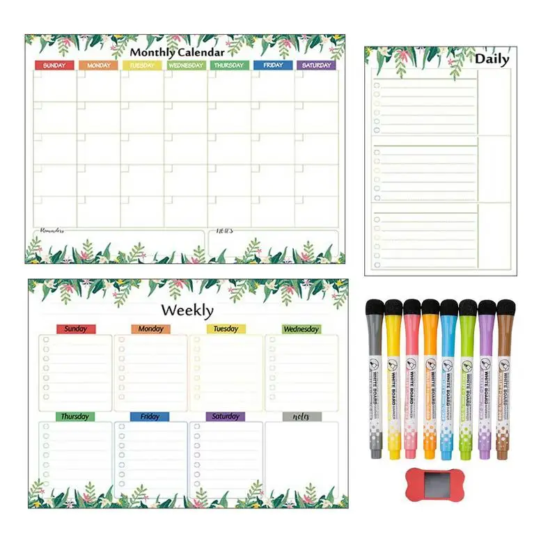 

Refrigerator Calendar Magnet Set Of 3 Monthly Refrigerator Calendar With Markers And Erasers Wall Organization Monthly Weekly