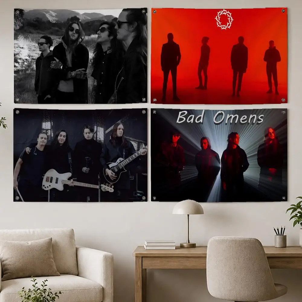 Dark Band Bad Omens Flags Room Home Decor Wall‑Hanging Art Banner, Outdoor for Bedroom Party Background Decoration