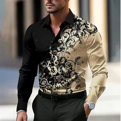 Camisa Floral informal de negocios para hombre, camisa Formal con botones, fiesta diaria, primavera, verano, solapa, manga larga, 11 colores, tela suave