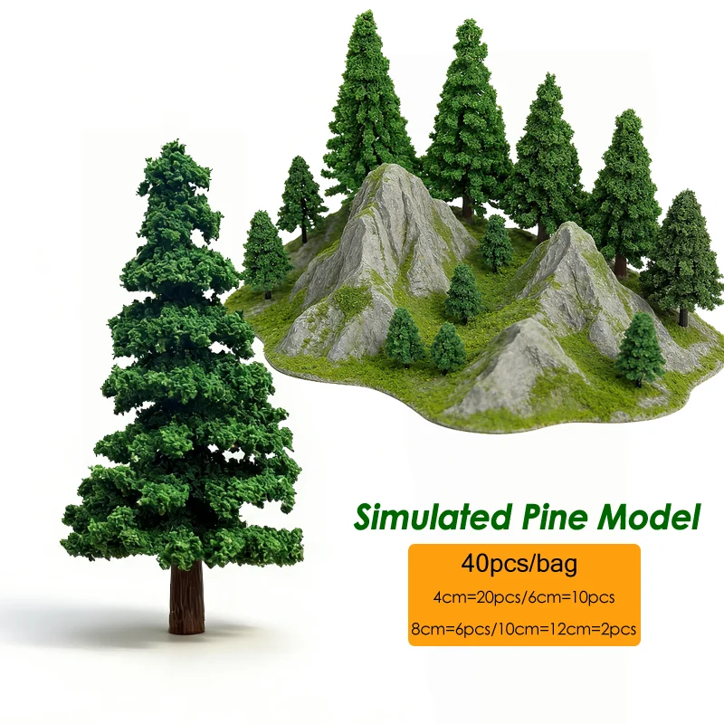 

40pcs/pack Miniature Simulated Pine Tree Model Micro-landscape Sand Table Architecture/mountain Green Tree Train Railway Layout