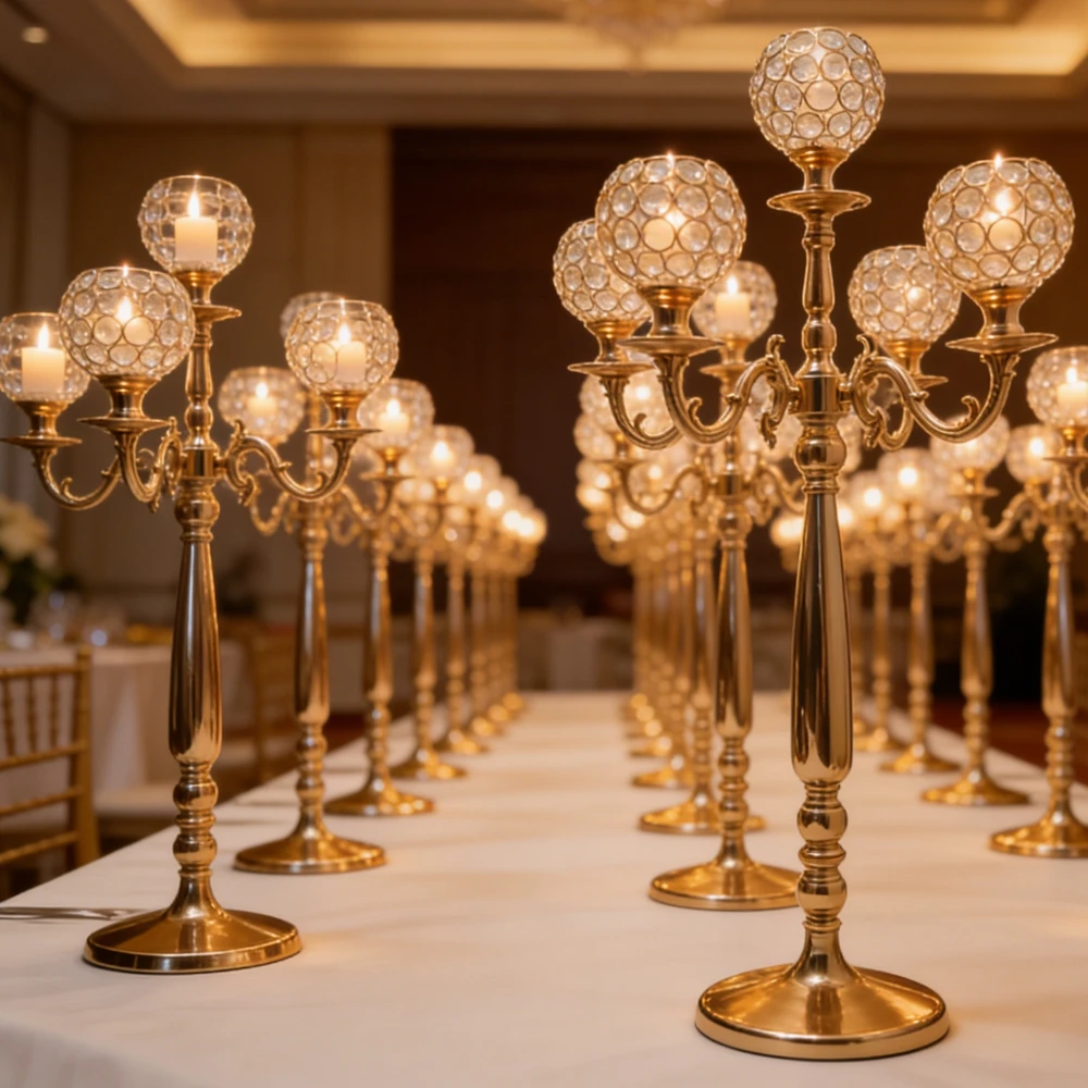 85-130cm 4-10pcs Wedding Centerpieces Table Decorations Gold Metal Candle Holder Metal Candelabra Centerpieces