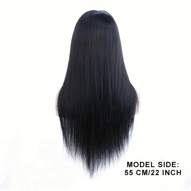 Natural Looking Realistic Black Straight Hair Wigs Straight Lace Front Wig  Faux Locs Wig Full Human Lace Wigs Synthetic Wig