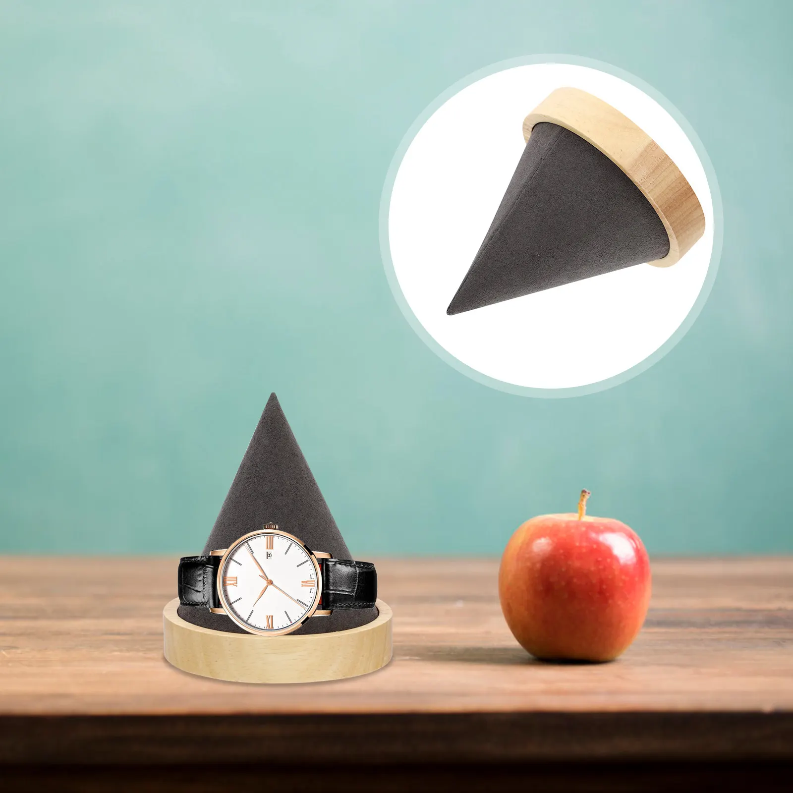 

Элегантная деревянная конусная подставка для украшений из высококачественной массивной древесины, держатель для браслетов, часов и украшений для домашнего и розничного использования