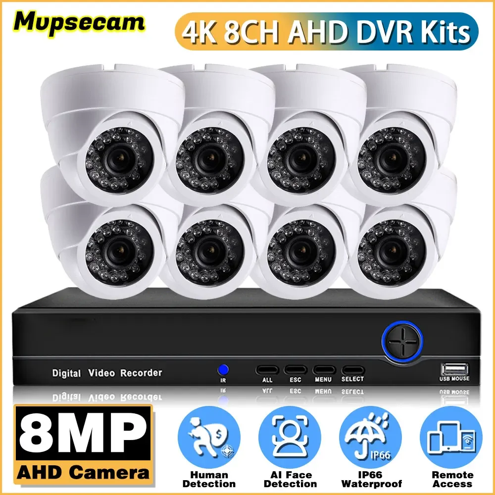 

H.265 4K CCTV System 8MP Indoor Audio IP Camera 8CH NVR Recorder Video Security Camera System Surveillance Kit 2TB HDD Optional