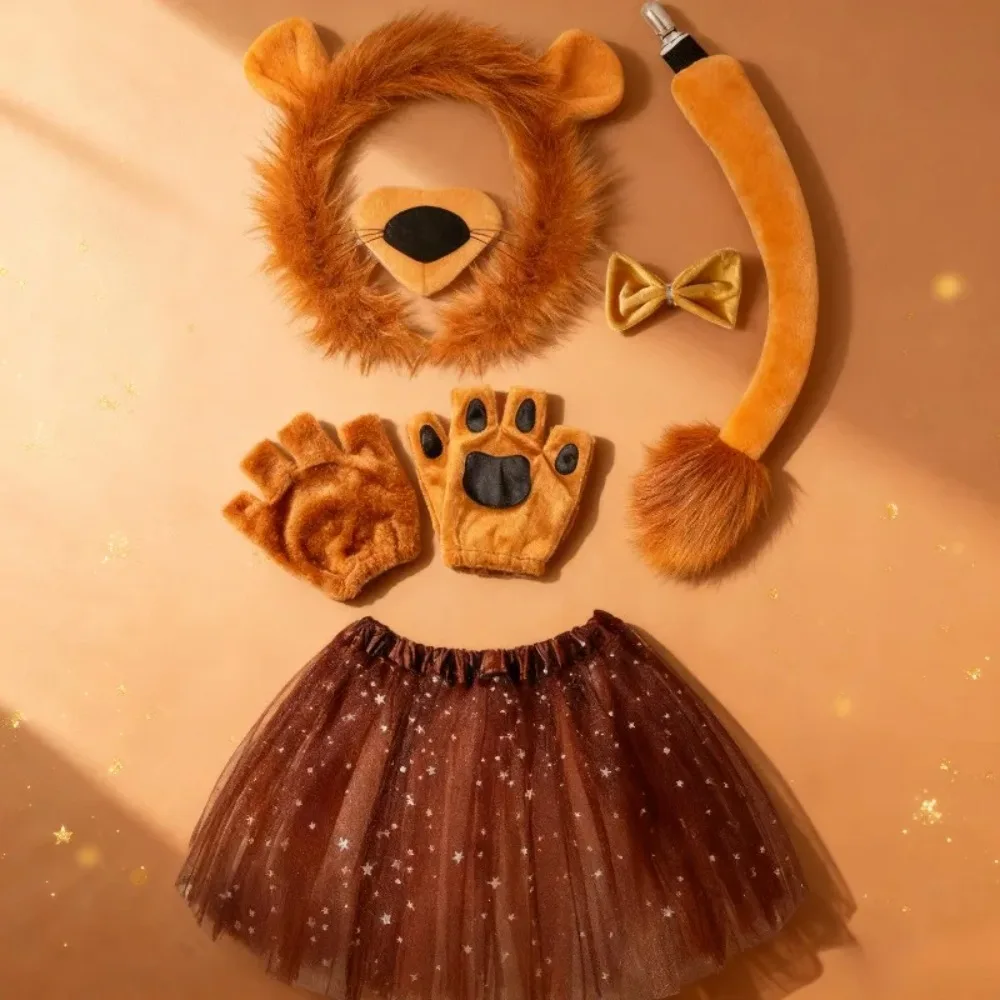 

Lion Costume Set for Adults with Tail Ears Accessories Fierce Animal Role Play Outfit