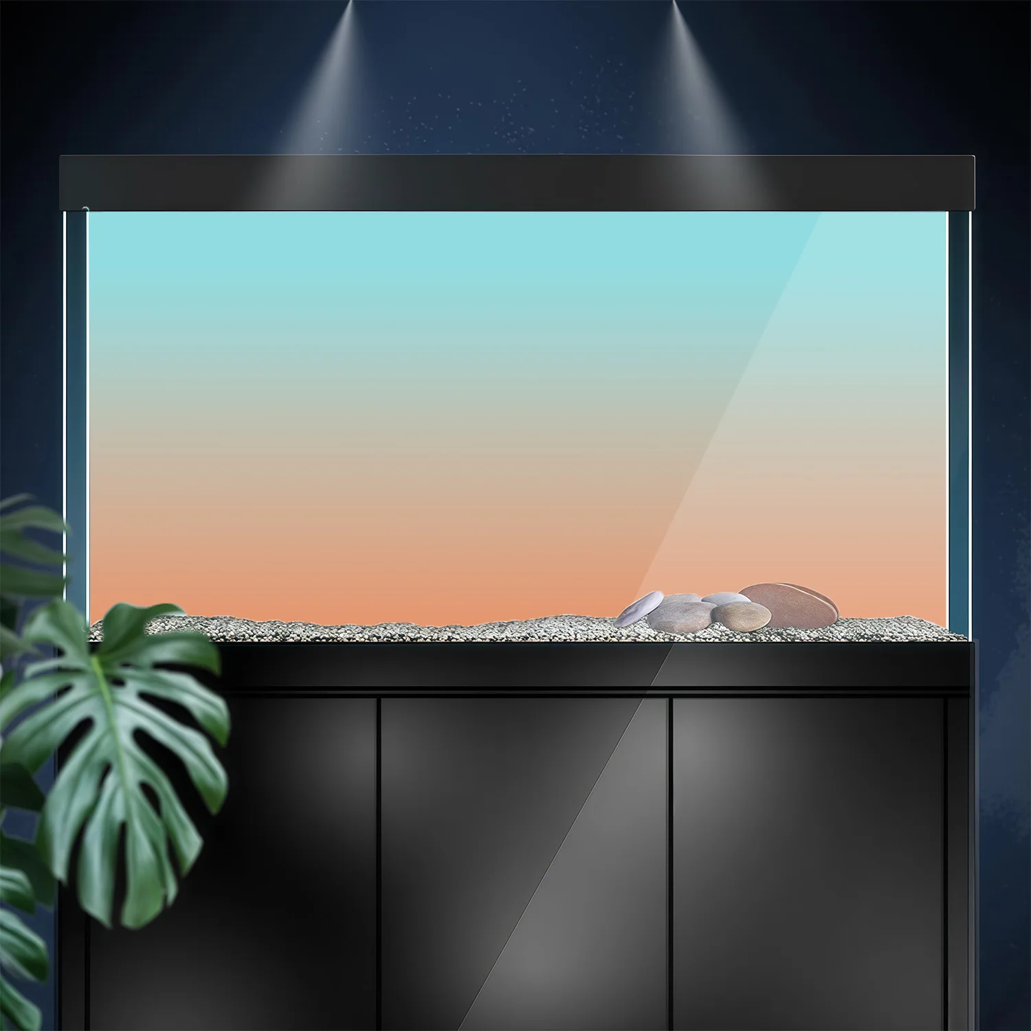 Blau-Orange Farbverlauf, Aquarium-Hintergrundbild, Aquarium-Hintergrundaufkleber, HD, Selbstklebend, Landschaftsdekoration – Detail 6