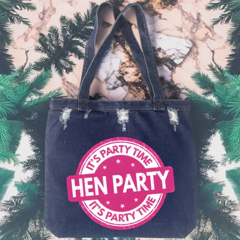 

hen party security team bride hen night Fashion Casual Simplicity Large Shoulder Bags Women High Capacity Shopping bag Denim Bag