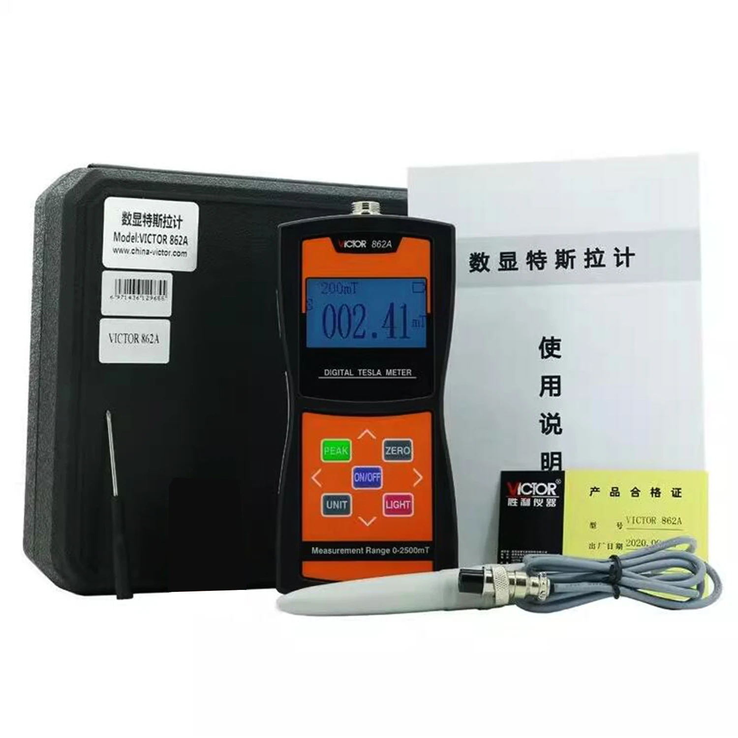 VICTOR 862A 862B 862C Tesla/Gauss medidor Digital automático de alta sensibilidad, instrumento de medición de campo magnético MT Gs