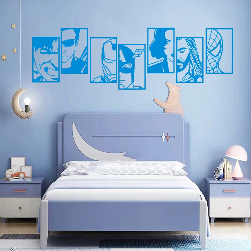 Vinyl wall stickers for planet faces, anime character stickers, detachable murals for bedrooms and game rooms