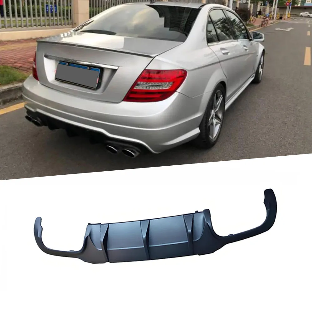 

ABS Rear Bumper Lip Diffuser Car Bodykits for Mercedes Benz C Class W204 C63 AMG 2012-2014 Black Carbon Look