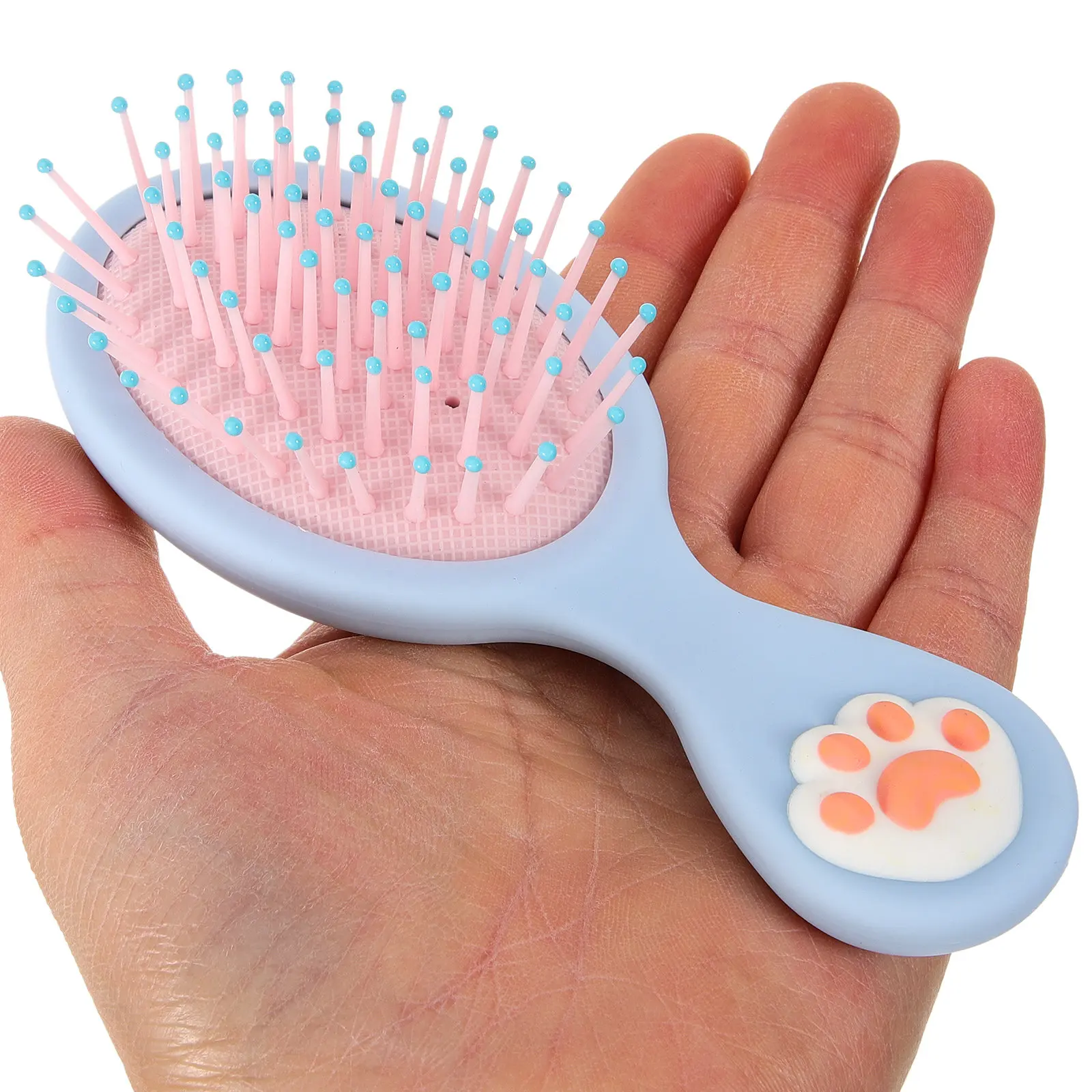 Small Portable Hair Brush for Curly Thick Hair Detangling Wet Dry Use Soft Bristles Travel Home Girl Grooming Tool Cat Claw