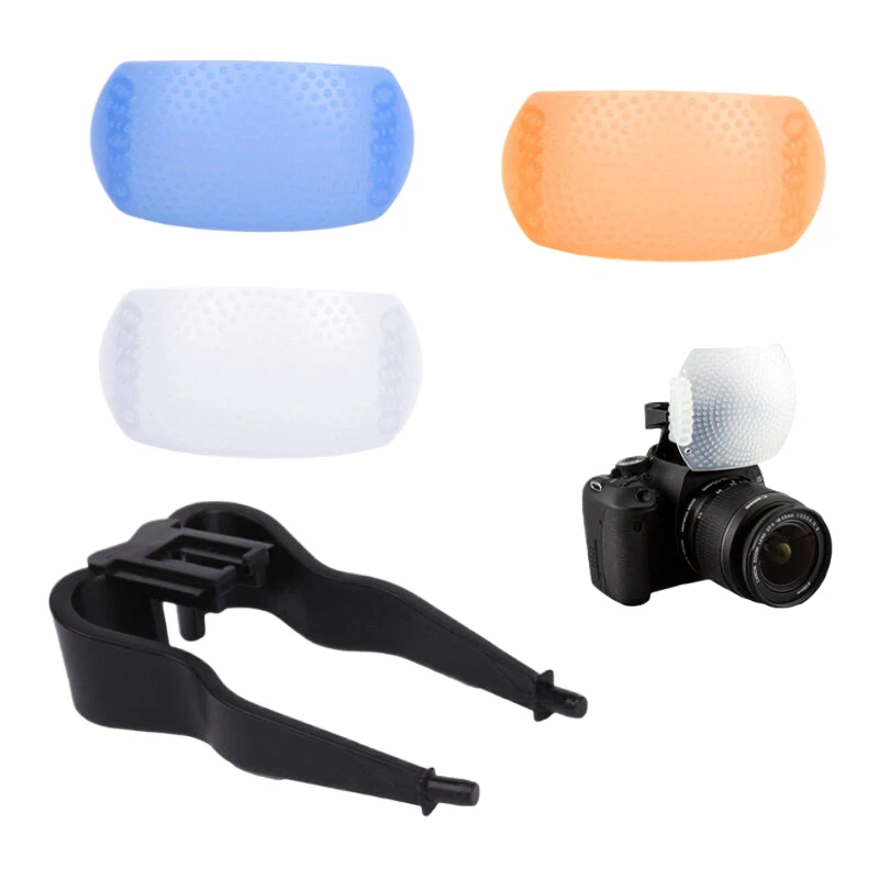 1/2 Set 3-in-1 Flash Diffuser Cover – 3 Color Options for DSLR & SLR Cameras – Soft Light Reflector for DSLR Diffuser Accessory