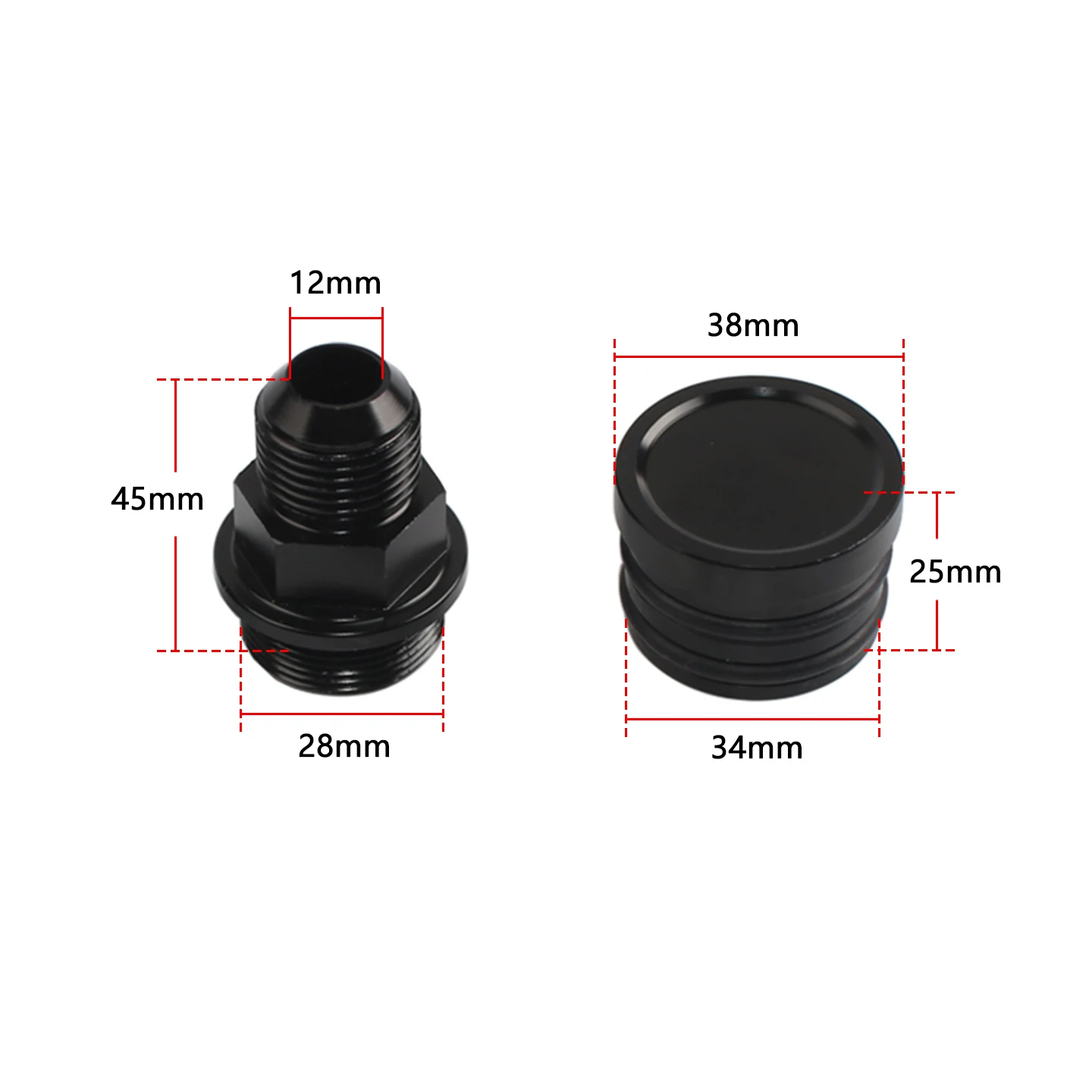 Rear Block Breather Fittings & Plug, M28 to 10AN, for Honda Acura B16 B18C
