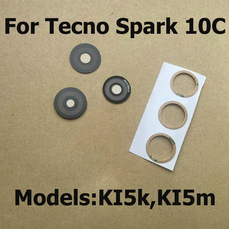 New For Tecno Spark 10C Rear Back Camera Glass Lens Cover Replacement With Glue Sticker KI5k KI5m Repair Parts