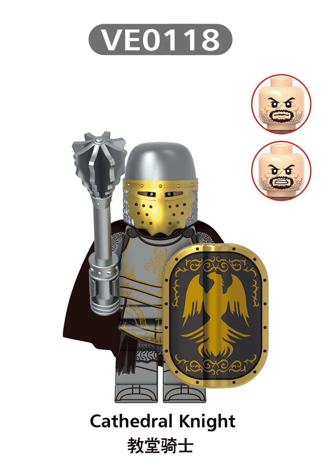 Mittelalterlicher Ritter Schwarzer Falke Krieger Wächter Bausteine Burg Militär Soldaten Figuren Armee Kriegszubehör Bausteine Spielzeug – Detail 4