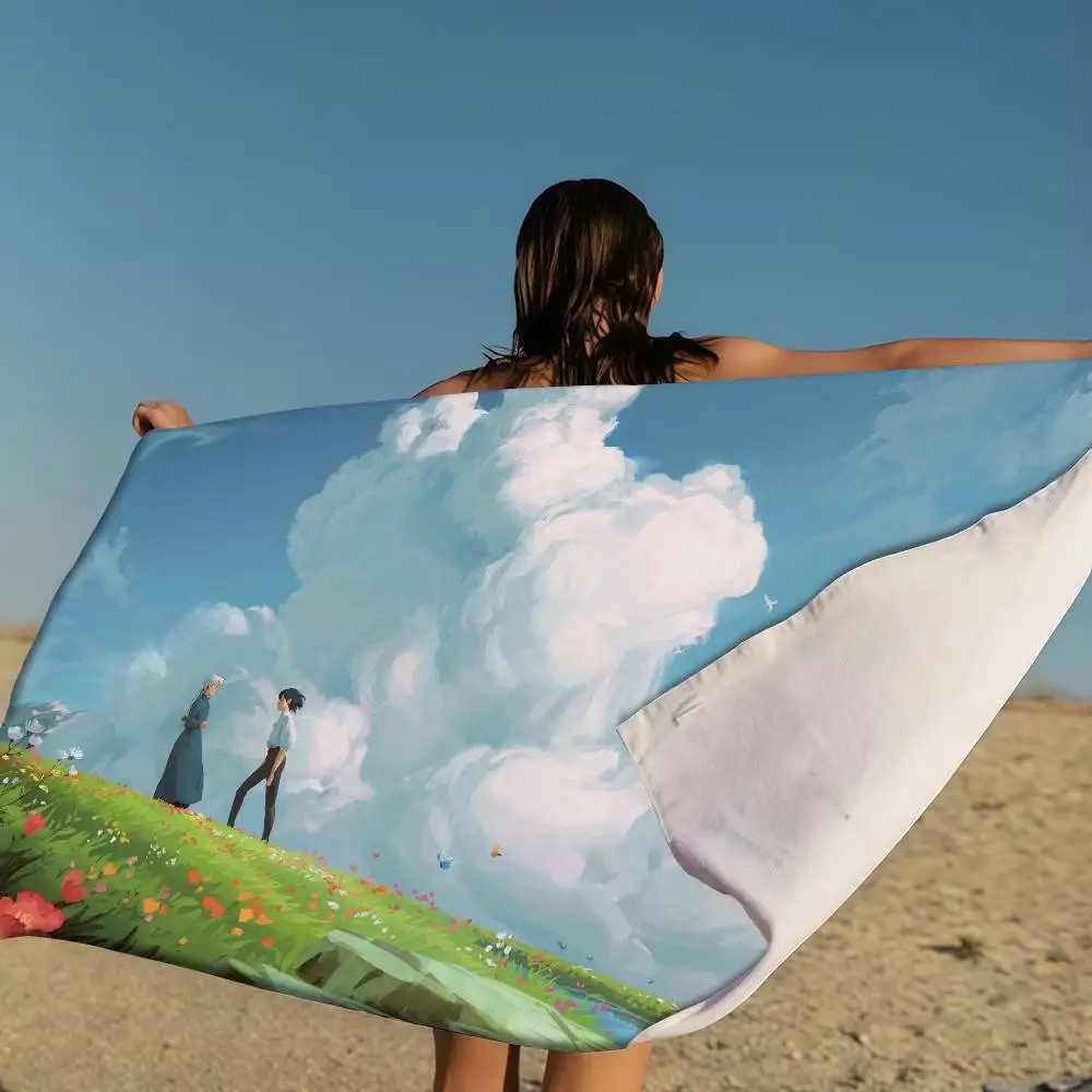 

Anime Howl's Moving Bath Towel Microfiber Soft Water Absorbing Breathable For Girl Kids Decorative Cartoon Beach Towel