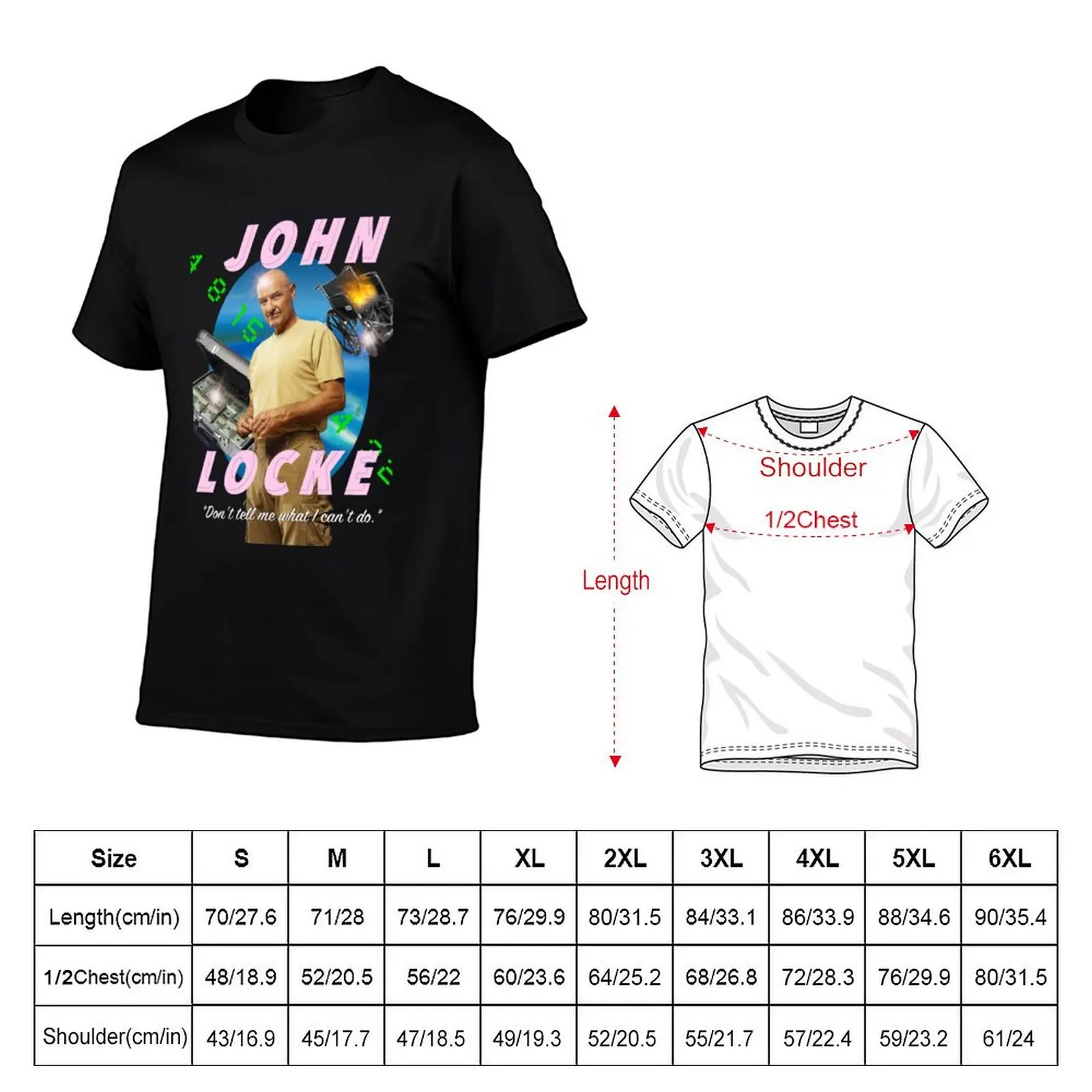 LOST JOHN LOCKE T-Shirt vintage anime clothes black t-shirts for men
