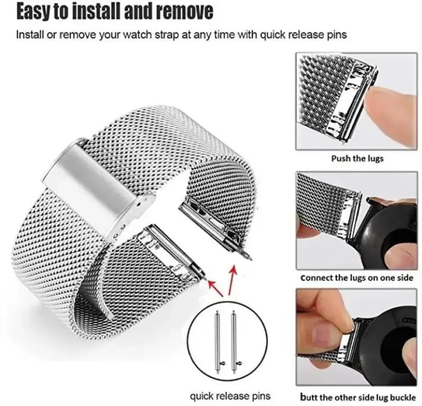 18 mm 20 mm 22 mm Armband für Garmin Venu 4 41 mm 45 mm/Venu 3 2 SQ Milanese Loop für Garmin Forerunner 55 158 245 265 645 970 570 – Detail 12