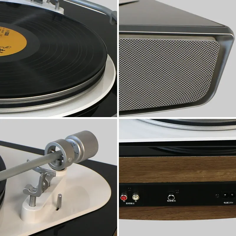 giradischi hifi retrò moderno in legno di fascia alta a 3 velocità con radio FM/dente blu e altoparlante stereo incorporato viny