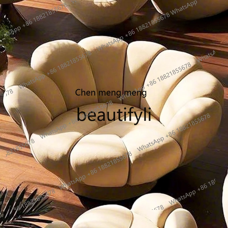 

Fabric Single Sofa Creative Petal Fabric Round Sofa Home Living Room Single Sofa