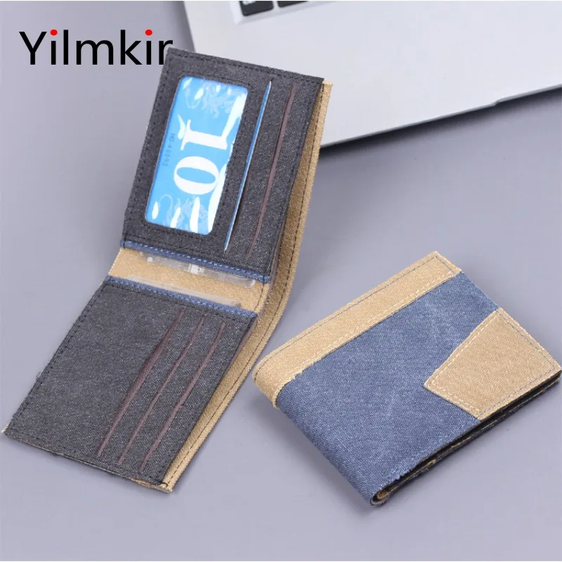 

Fashion Short Men's Wallet Denim Men's Purse Retro Men's Multi Card Slot Large Capacity ID Clip Multi Fold Thin Men's Pocketbook