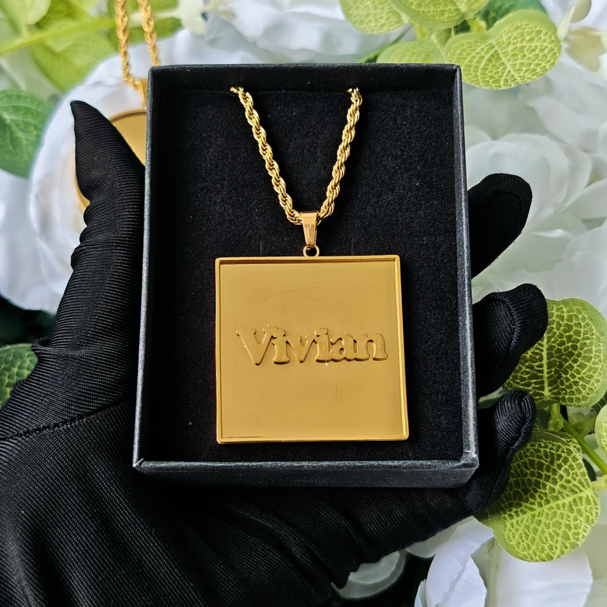

Customized Necklace Double-layer Stainless Steel Name Necklace Personalized Cartoon Pattern Necklace Gift For Father And Man