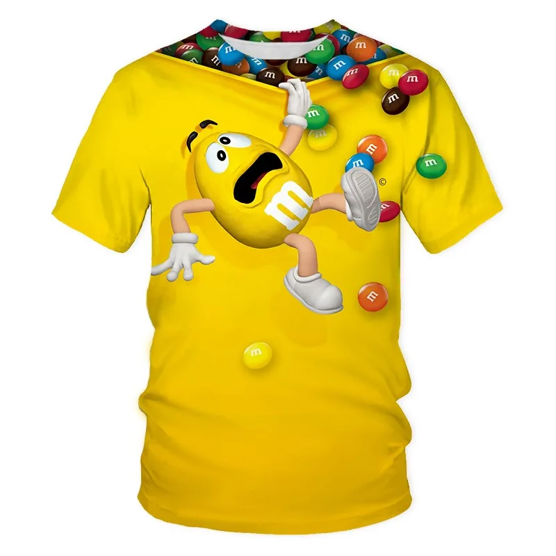 

3D cartoon printed T-shirts for boys and girls, round neck short sleeved clothing, street and fun Harajuku style couple outfits