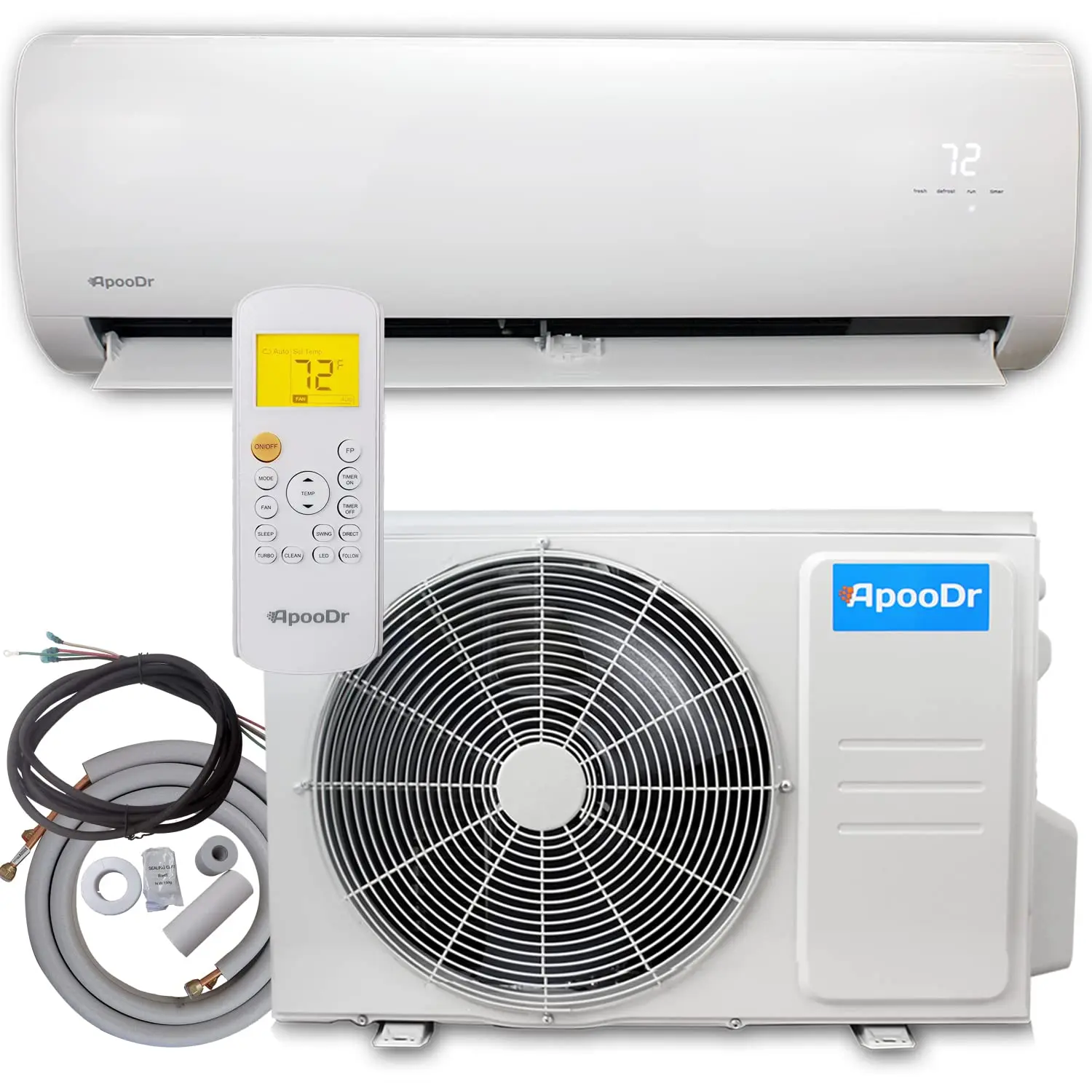 Mini Split de 12000 BTU, Sistema Inverter sin Ductos, 17.4 SEER2 con Bomba de Calor, 110V, 1 Tonelada, con Kit de Instalación, Personalizado