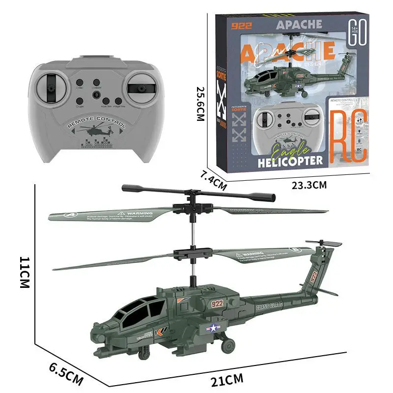 

Remote Controlled Apache Helicopter Toy Model Armed Durable with Gyroscope Cra Resistant Kids Aircrt Toy