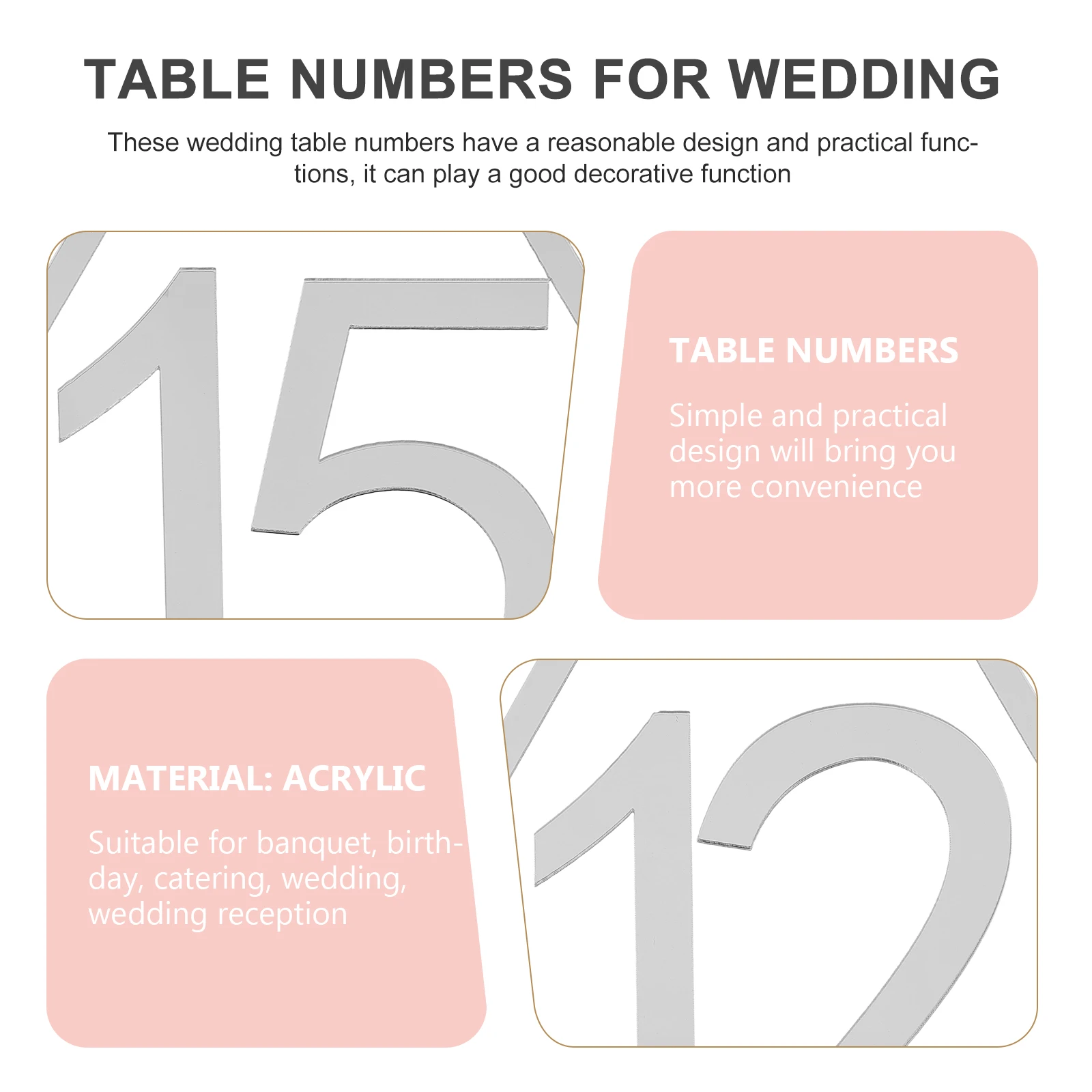

20Pcs Table Number Decoration Practical Elegant Markers for Weddings Catering Birthday Celebrations Wedding Table Numbers