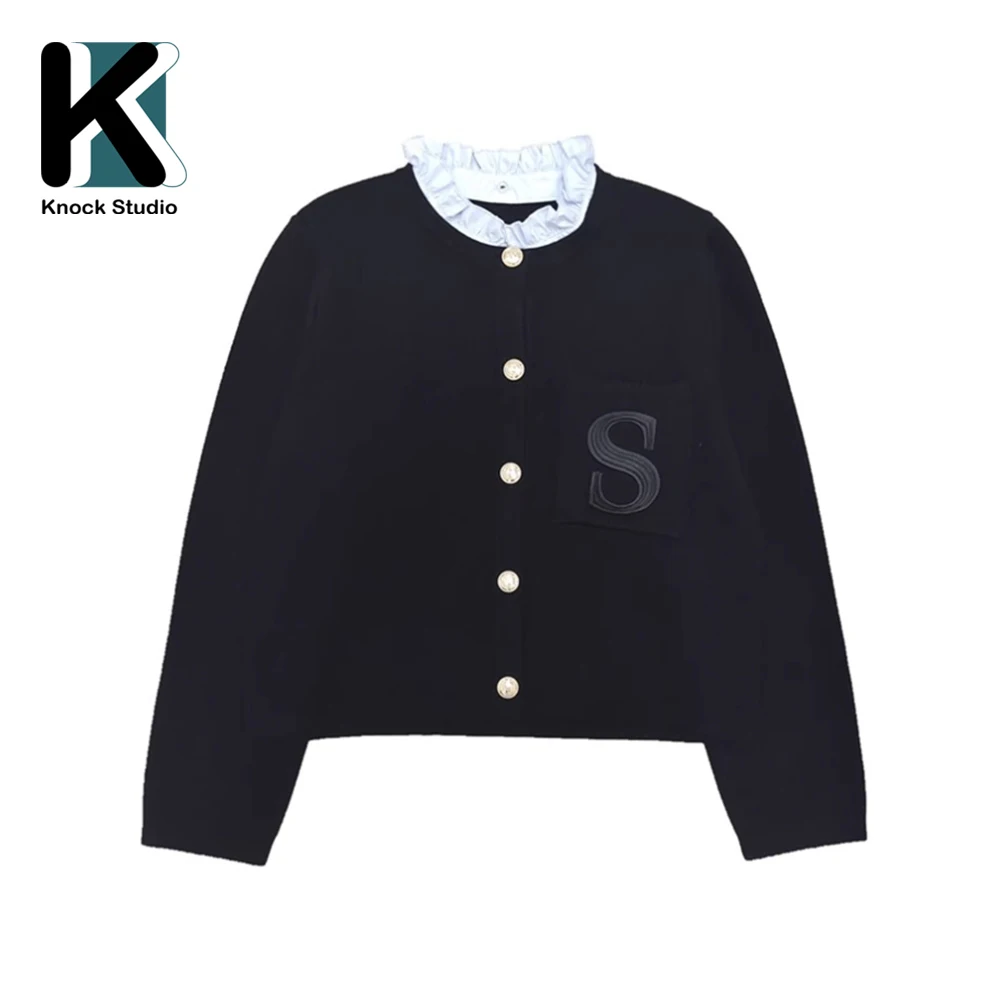 Knock 2024 Fall New High Quality Knit Sweater Cardigan for Women Embroidery Details Outwear Jacket Female Fashion Clothing