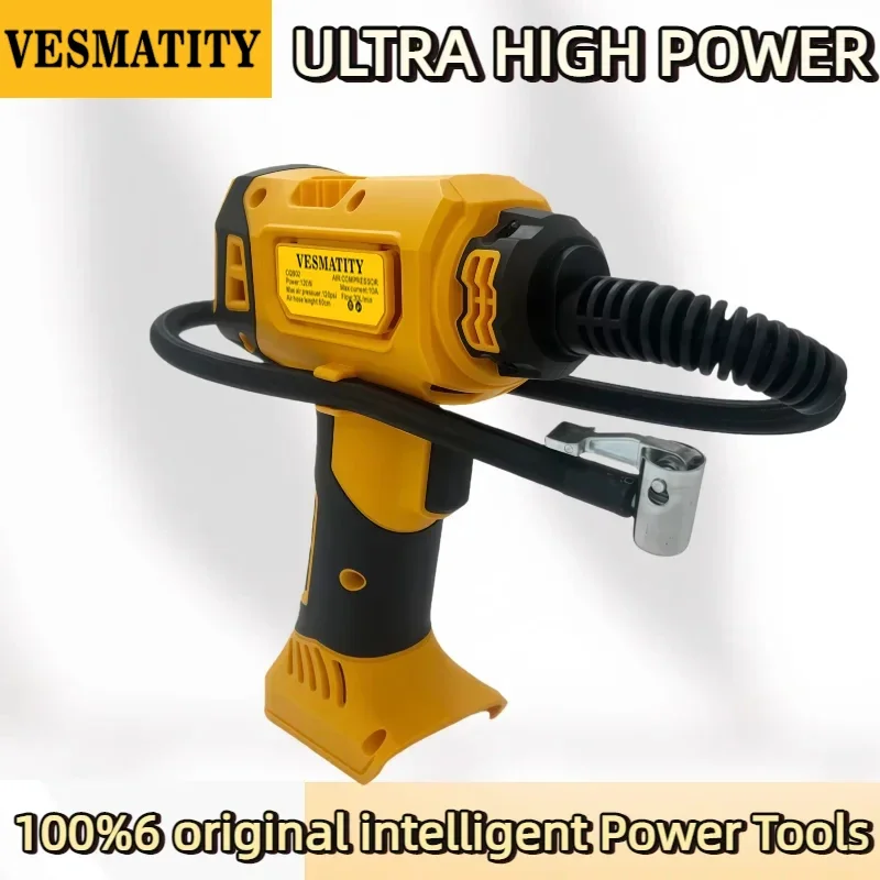 Cordless Car Tire Air Pump Digital Display Inflator with LED Light Compatible with 20V Lithium Battery Portable Tire Inflator