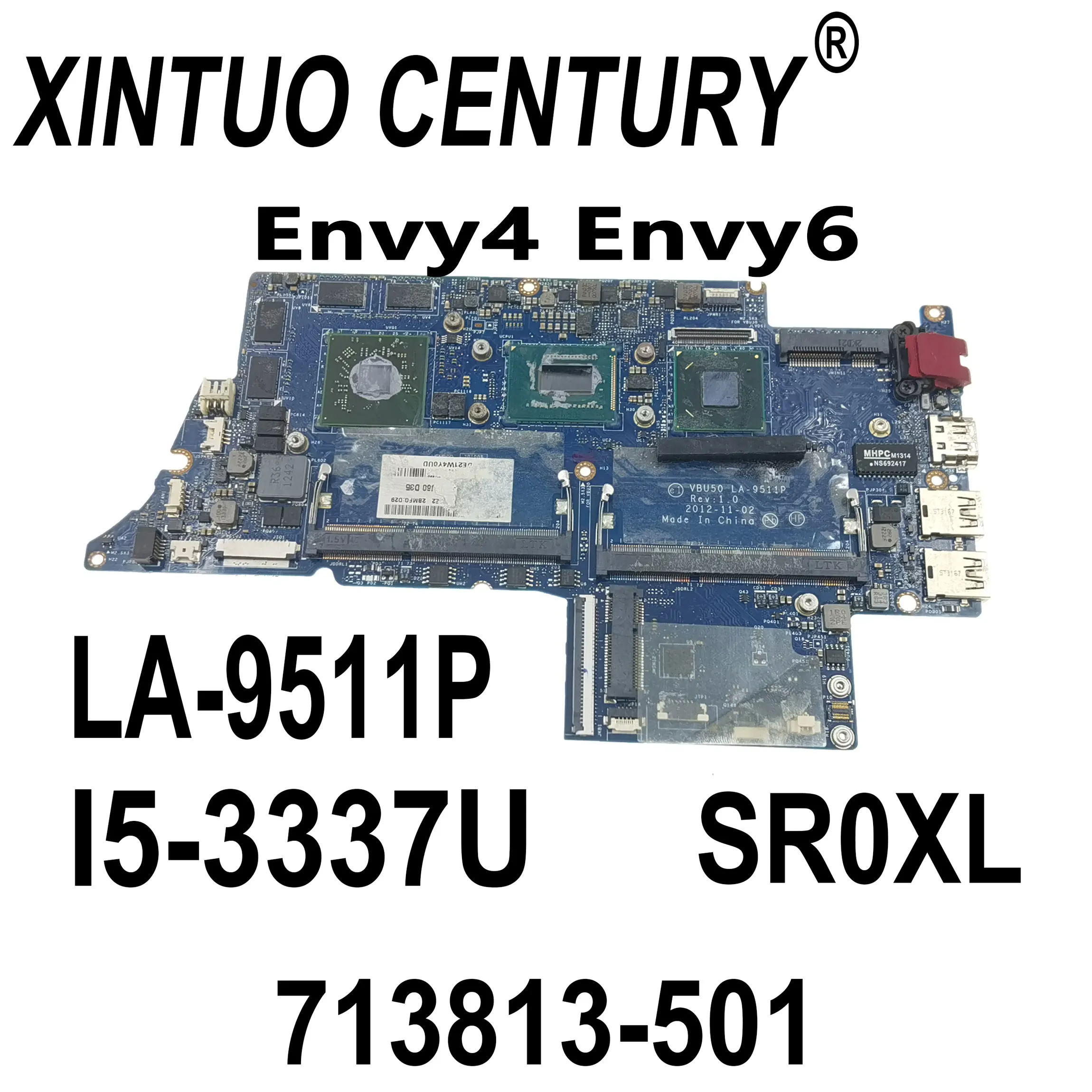 713813-501 713813-601 713813-001 For HP Envy4 Envy6 Laptop Motherboard VBU50 LA-9511P SR0XL i5-3337U CPU DDR3 100% Test Work