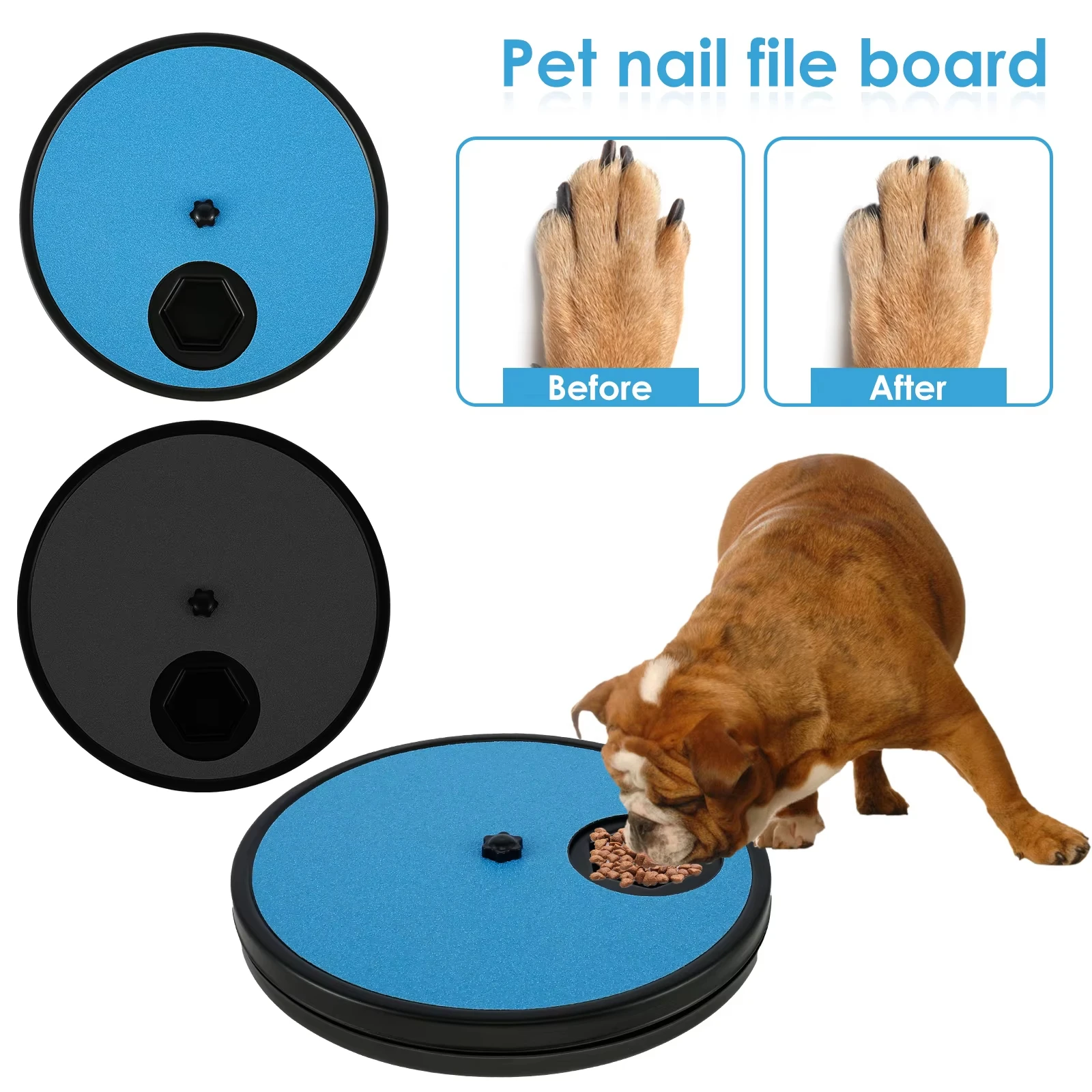 Dog Nail Scratch Board with Treat Storage Detachable Base Anti-Slip Pet Nail Grinder Toy Stress Free Paw Trimming Training Toy