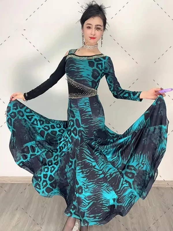 new-faion-square-dance-dr-women's-modern-dance-performance-costume-leopard-print-long-sve-long-dr-ele-fitn
