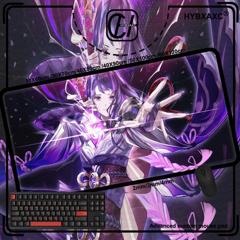 

Purple Anime Gaming Accessories Mouse Pad PC Genshin Impact Raiden Shogun Desk Mat Laptop Kawaii Girl Keyboard Mousepad Carpet