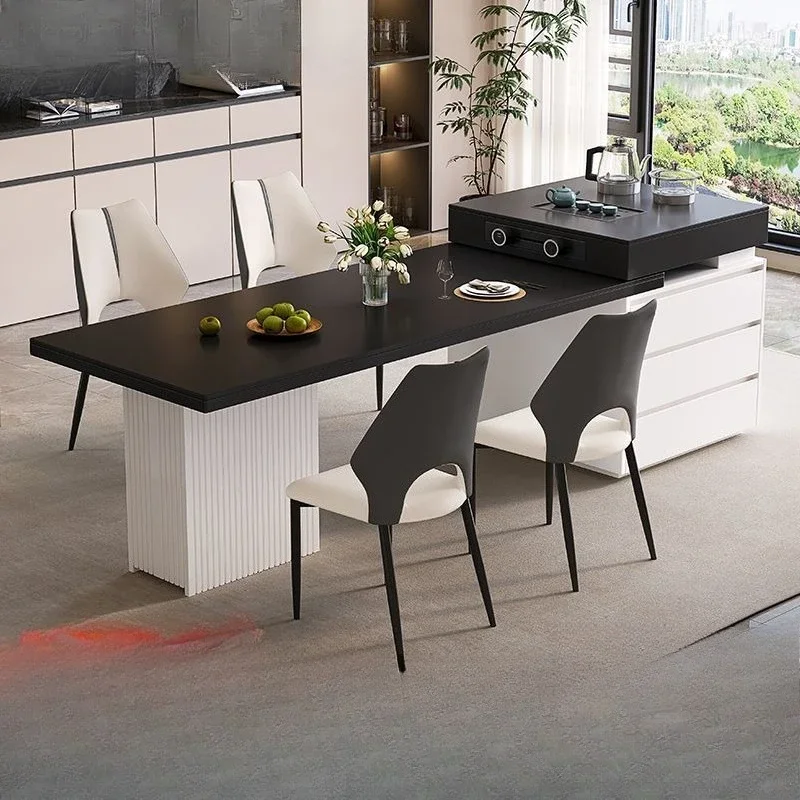 Cream Italian rock slab island dining table Modern simple telescopic small household integrated multi-functional table