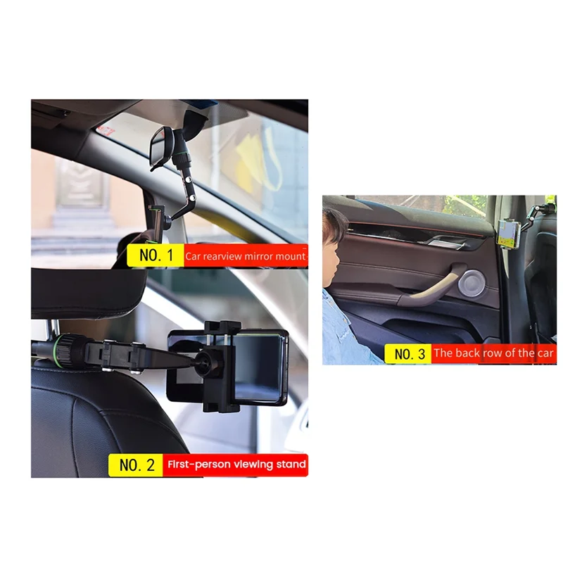 

Universal Car Phone Holder Multifunctional 360 Degree Rotatable Auto Rearview Mirror Seat Hanging Clip Bracket B Green Durable