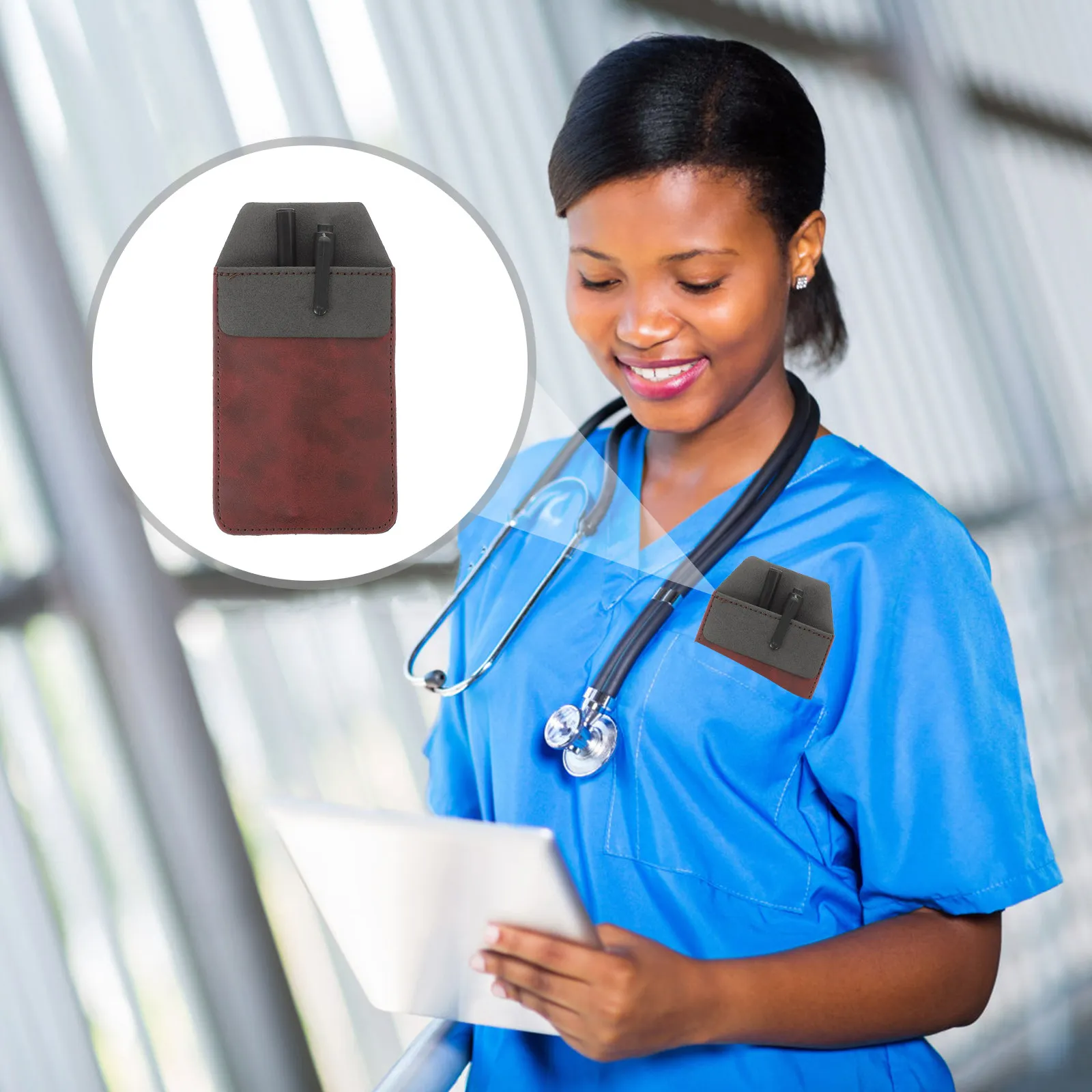 

Чехол-вкладыш для ручек из ПУ-материала, защитный карман для медсестер, герметичный органайзер для ручек врача, портативный контейнер для хранения для использования в больнице