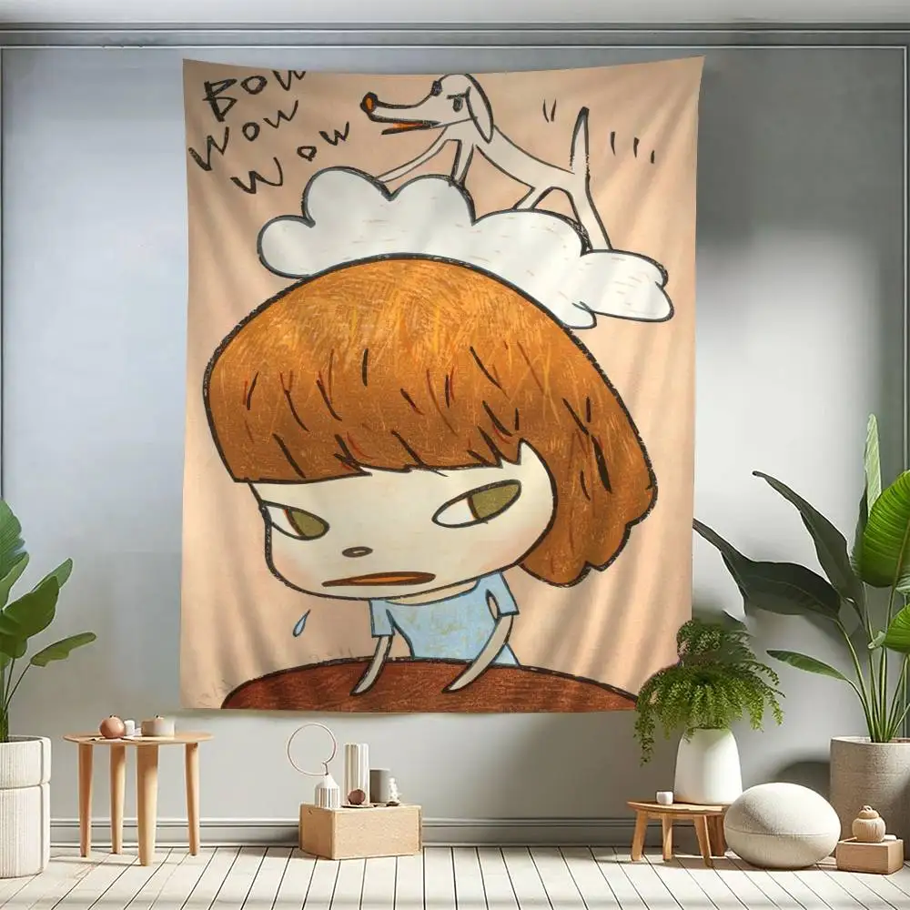 Y-Yoshitomo N-Nara Printed Large Wall Tapestry Art Science Fiction Room Home Decor Decor Blanket