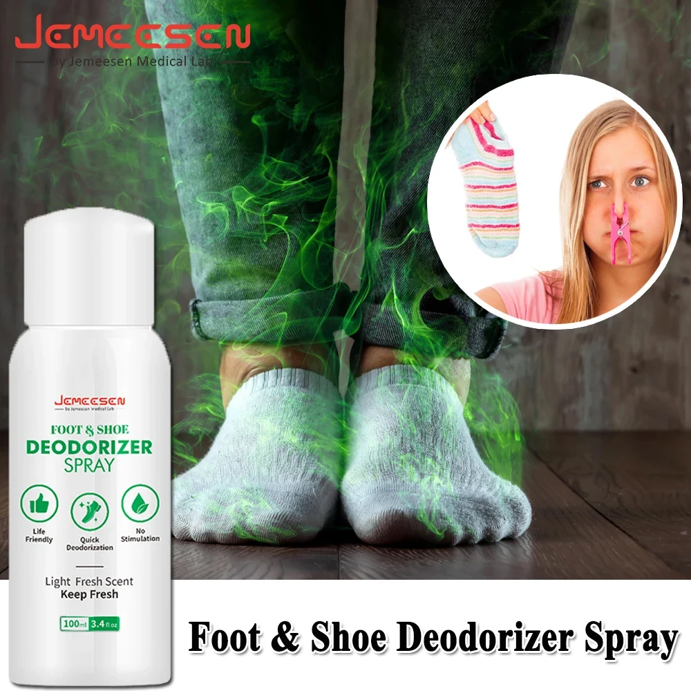 Jemeesen 100ML Foot Shoes Deodorizer Spray Foot Deodorant Spray Remove Feet Odor Freshener Shoes Odor Eliminator Socks Foot Care