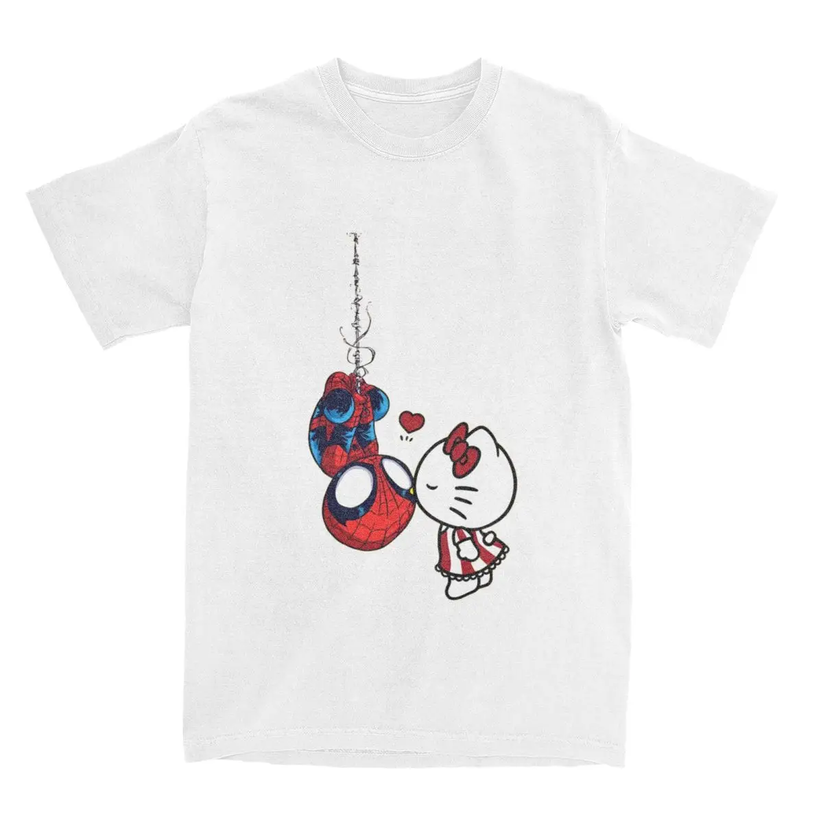Miniso Hello Kitty X Spiderman lindo pareja Camiseta de algodón camiseta Popular de las mujeres Top fresco de verano Harajuku Casual camiseta Retro