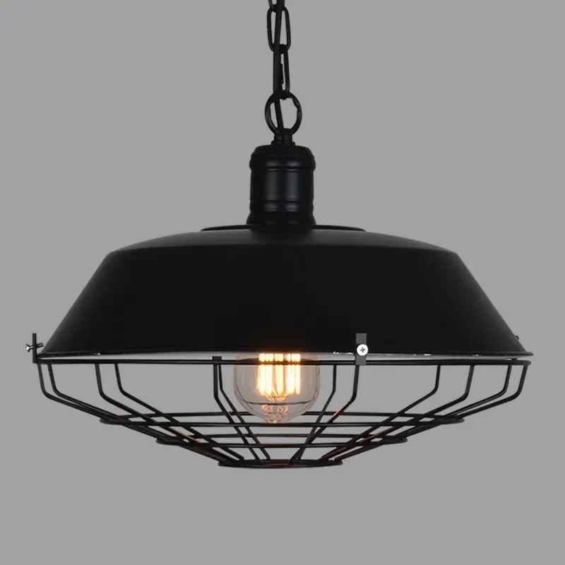 

Loft American Country Retro Bar Creative Wrought Iron Industrial Wind Cafe Restaurant Single-headed Lid Chandelier