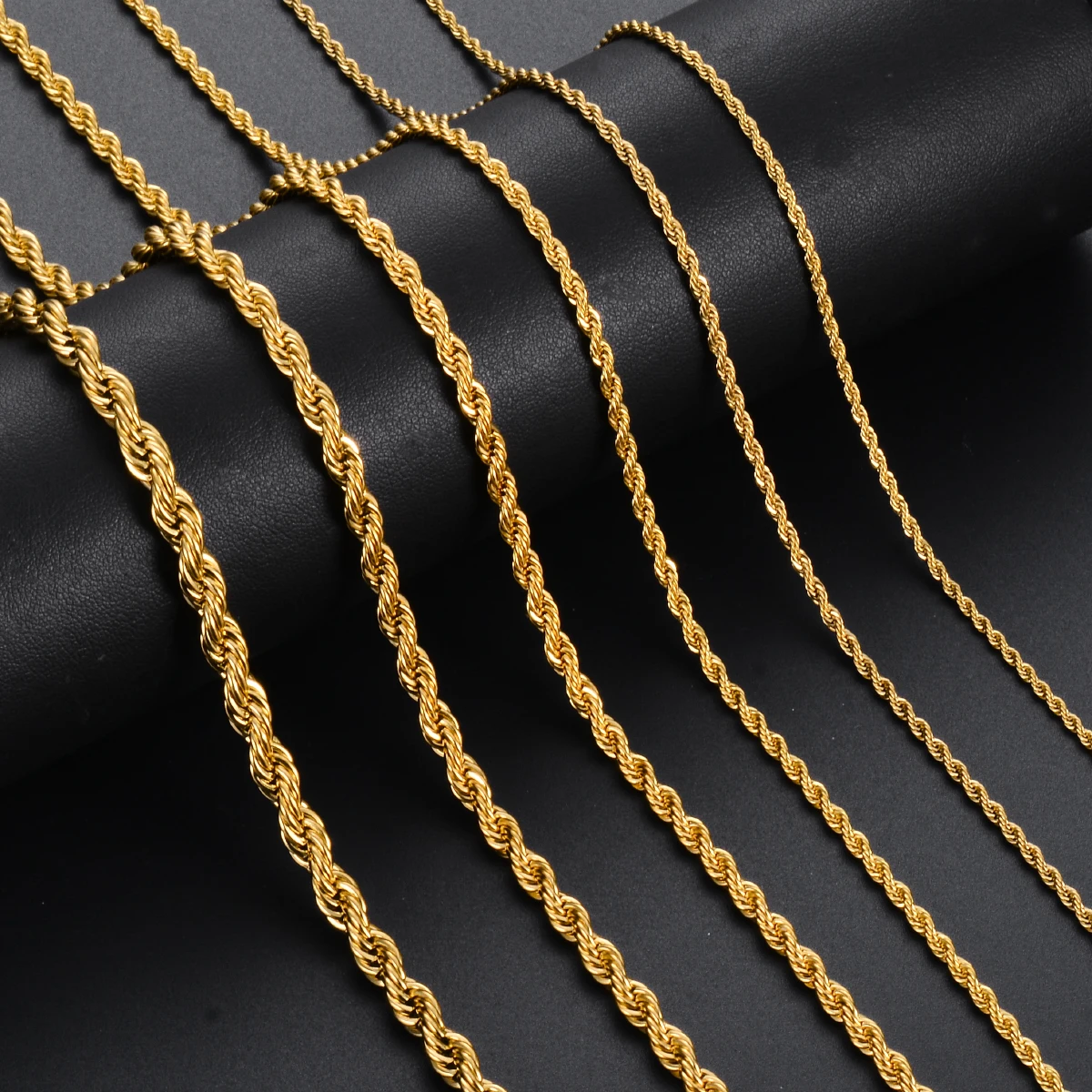 1 piece 18K Gold Width 4mm Rope Chain Necklace For Men Women 925 Sterling Silver Chain Necklace