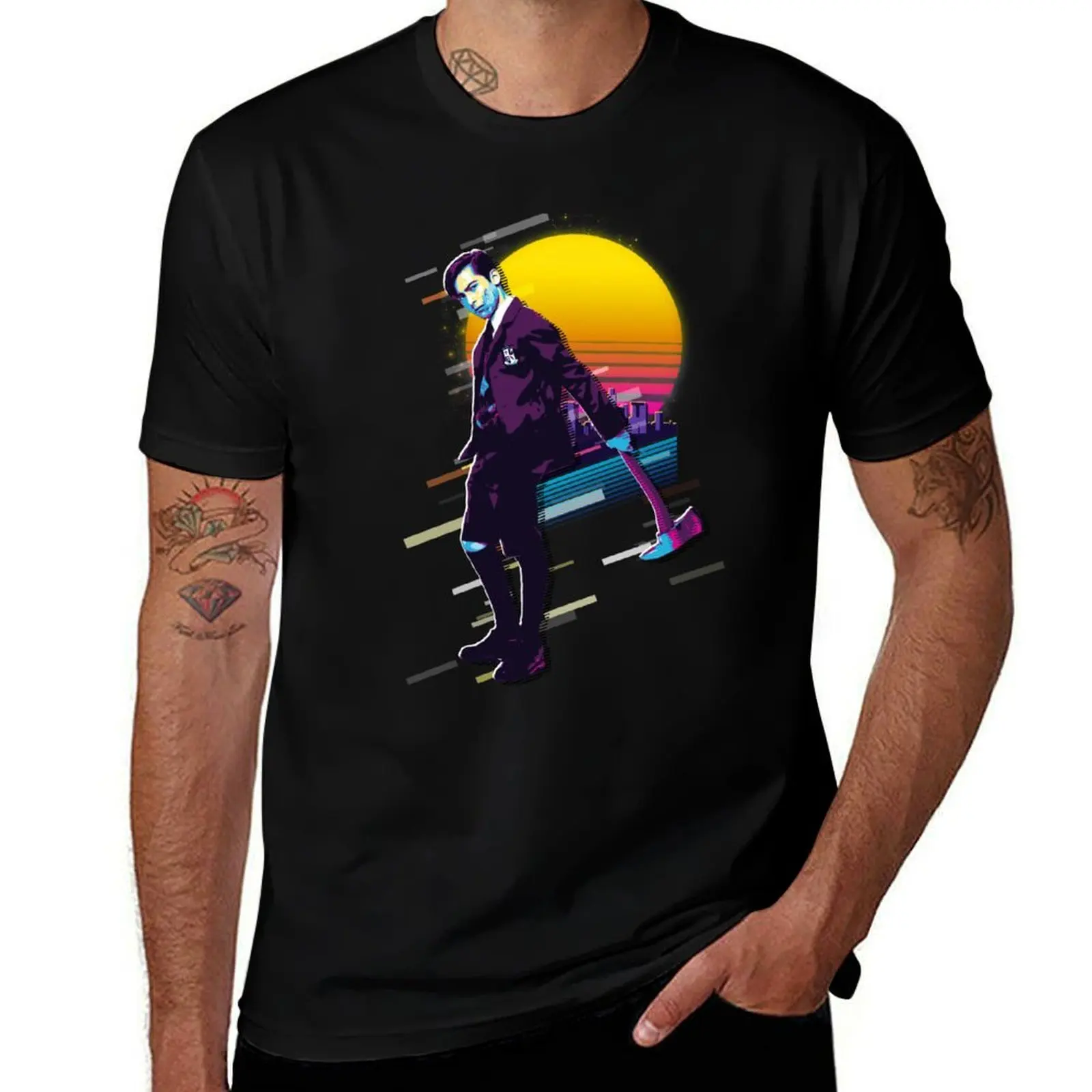

The Umbrella Academy Number Five In Retro Sunset 80s Style T-Shirt t shirt man casual g man t shirts for men T-Shirt
