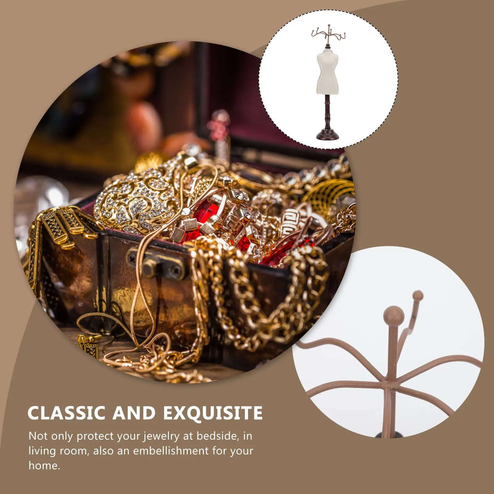 

Подставка для украшений в ретро-стиле: для ожерелий, серег, колец. Настольный декоративный органайзер для дома. Отдельно стоящая настольная подставка.