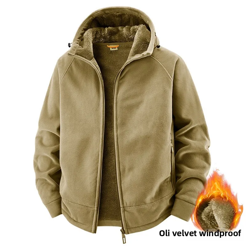 

The New Autumn and Winter Men's Zippered Hooded Cardigan, Thickened and Fleece Warm Jacket Is A Simple and Versatile Coat