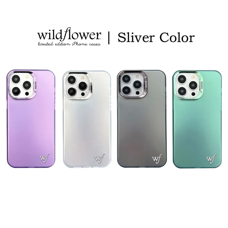 

Wildflower Silver Color Phone Case For iPhone 11 12 13 14 15 16 Pro Max Plus Wildflower Pink Black Green shockproof Back Cover﻿
