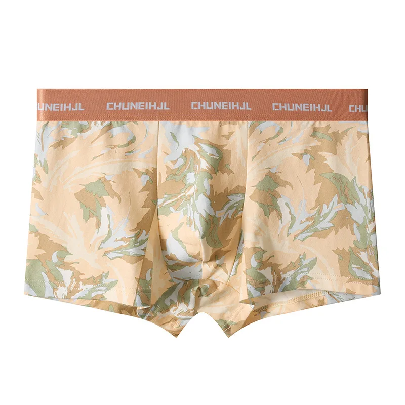 Mens Camouflage Cotton Boxer Briefs New Style Mid Rise Breathable Large Size